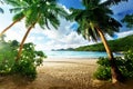 Sunset on beach, Mahe island, Seychelles