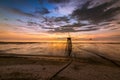 The sunset at the beach.