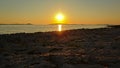 Sunset on the beach of Mali Losinj island, Croatia Royalty Free Stock Photo