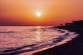 Sunset on the beach in maremma, tuscany, italy Royalty Free Stock Photo