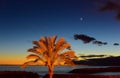 Sunset on beach with moonrise in Madeira insel, Royalty Free Stock Photo