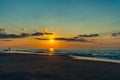 Sunset on the beach on north side of the Provincelands Cape Cod, Atlantic ocean view MA US Royalty Free Stock Photo