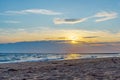 Sunset on the beach on north side of the Provincelands Cape Cod, Atlantic ocean view MA US. Royalty Free Stock Photo