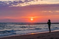 Sunset on the beach on north side of the Provincelands Cape Cod, Atlantic ocean view MA US Royalty Free Stock Photo