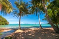 Sunset Beach with palm trees and beautiful sky at Trat Royalty Free Stock Photo