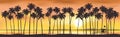 Sunset on the beach palm trees lifeguard tower ocean beautiful summer landscape panorama vector