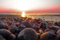 Sunset beach pebbles