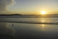 Sunset on a beach, Penmarch, Brittany Royalty Free Stock Photo