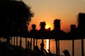 Sunset on the beach of Peraia, suburb of Thessaloniki, Greece. Royalty Free Stock Photo