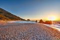 The sunset at the beach Potami in Samos, Greece Royalty Free Stock Photo