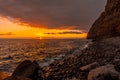 Sunset on the beach of Puerto de Tazacorte on the island of La Palma, Canary Islands, Spain Royalty Free Stock Photo