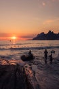 Sunset on the Beach in Rio de Janeiro Royalty Free Stock Photo