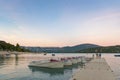 Sunset in the beach of the Sainte Croix lake, Verdon natural regional park, France Royalty Free Stock Photo