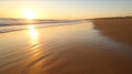 sunset on beach sand ,sunbeam flares and reflection on sea watersea