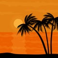 Sunset beach sea palm landscape image Royalty Free Stock Photo