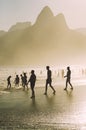 Sunset Beach Silhouettes Ipanema Rio de Janeiro Brazil Royalty Free Stock Photo