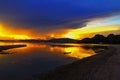 Sunset on beach and silhouette at Baan Koh Teab Royalty Free Stock Photo