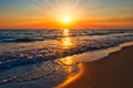 sunset beach sunrays Royalty Free Stock Photo