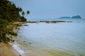 Sunset beach Thailand Chumphon area with palm trees Royalty Free Stock Photo