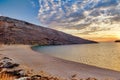 The sunset at the beach Vagia of Serifos island, Greece Royalty Free Stock Photo