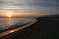 Sunset at the beach of Viareggio in Italy Royalty Free Stock Photo