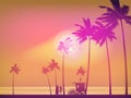 Sunset Beach view tropical landscape banner illustration Royalty Free Stock Photo