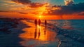 Sunset Beach Walk with Family Royalty Free Stock Photo