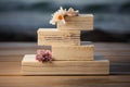 Sunset beach wedding featuring a beautifully adorned cake as the centerpiece