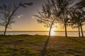 Sunset on the beach of wolmar in the west of the island of mauritius. Royalty Free Stock Photo