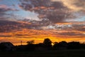 Sunset with beautiful blue sky.