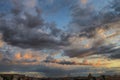 Sunset with beautiful blue skyClouds at sunset over the Neva River in St. Petersburg