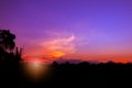 Sunset beautiful colorful landscape in blue sky evening nature twilight time Royalty Free Stock Photo