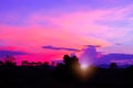 Sunset beautiful colorful landscape in blue sky evening nature twilight time Royalty Free Stock Photo