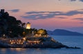 Sunset at beautiful island of Hydra