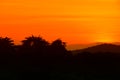 Sunset beautiful and silhouette mountain tree colorful landscape in sky twilight time Royalty Free Stock Photo