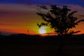 Sunset beautiful and silhouette mountain tree colorful landscape in sky twilight time Royalty Free Stock Photo