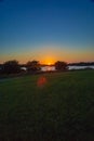 Sunset with beautiful sky color over Ed Zorinsky lake Omaha Nebraska Royalty Free Stock Photo