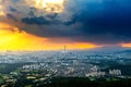 Sunset and beautiful sky at Lotte world mall in Seoul.