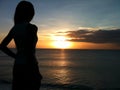 Sunset beauty nature ocean view woman asian sun island Indonesia