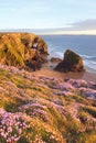 Sunset bedruthan steps cornwall uk Royalty Free Stock Photo