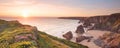 Sunset bedruthan steps cornwall uk Royalty Free Stock Photo