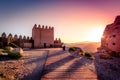 Sunset behind the Castillo de Tabernas in AlmerÃÂ­a Spain