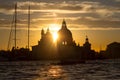 Sunset behind the Church of Madonna Della Salute in Venice Royalty Free Stock Photo