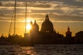 Sunset behind the Church of Madonna Della Salute in Venice Royalty Free Stock Photo