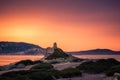 Sunset behind citadel of Calvi in Corsica