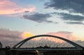 Sunset behind Goodwill Bridge - pedestrian and cyclist bridge that spans the Brisbane River