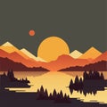 Sunset behind mountain range Royalty Free Stock Photo