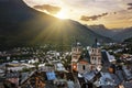 Sunset behind the mountains of Briancon Royalty Free Stock Photo