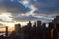 Sunset Behind New York City Skyline at Dusk Royalty Free Stock Photo