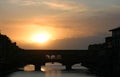 Sunset Behind Ponte Vecchio Bridge Florence Italy Royalty Free Stock Photo